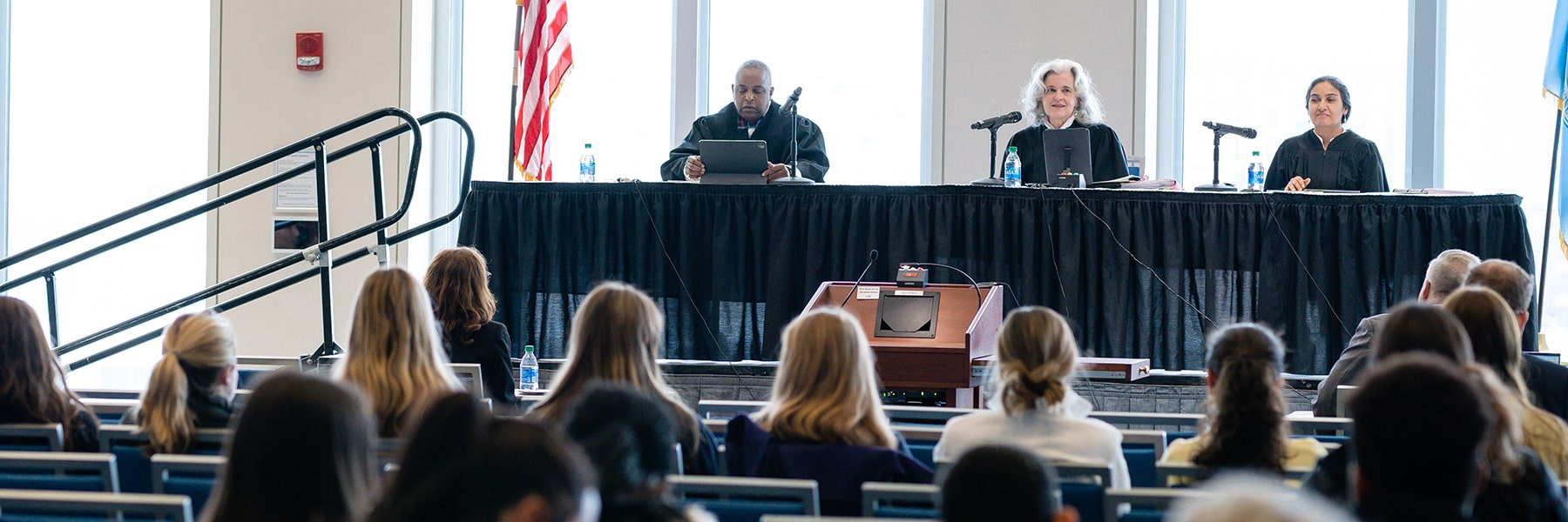 hearings held on campus view of the judges.