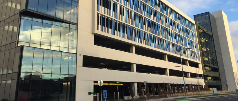 Entrance to West Parking Garage that's closest to Morrissey Boulevard