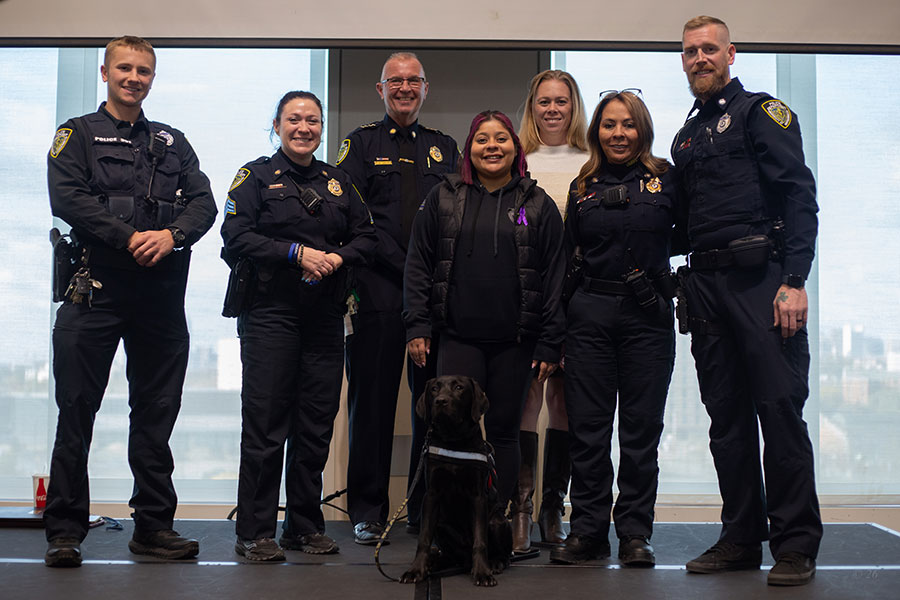 UMass Boston Police pose with Beacon