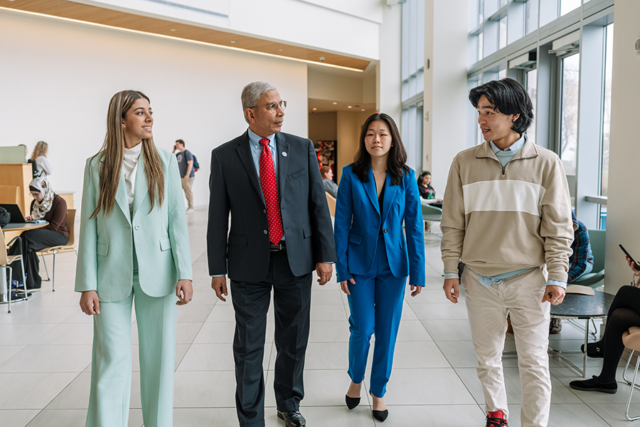 Dean Venky Venkatachalam walks with CM students