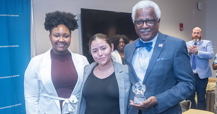 Kamiya Parkin, Maria Beltran-Perez, and Charlie Desmond at Black History Month event